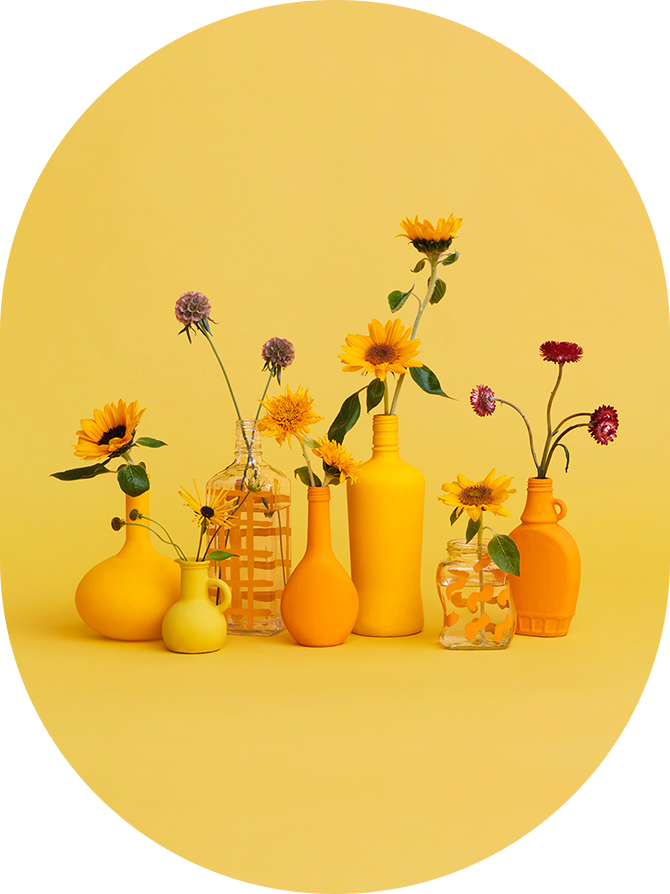 向日葵色　花瓶ｘ空き瓶